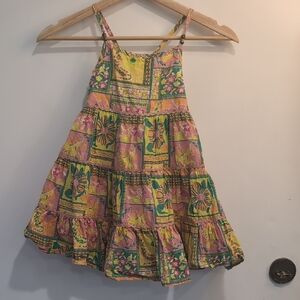 Etta Vee Girls' Patchwork Floral Tiered Sundress - Pink & Yellow Metallic Sz 5